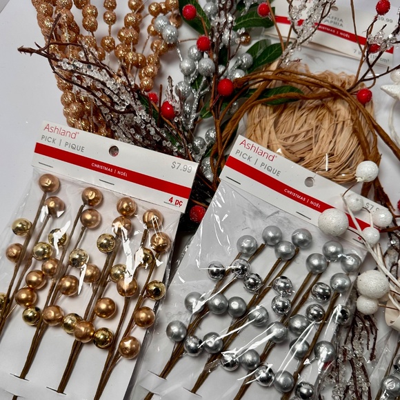Winter White & Metallic Holiday Craft Lot — Ashland Picks, Coiled Garlands + - Picture 3 of 5